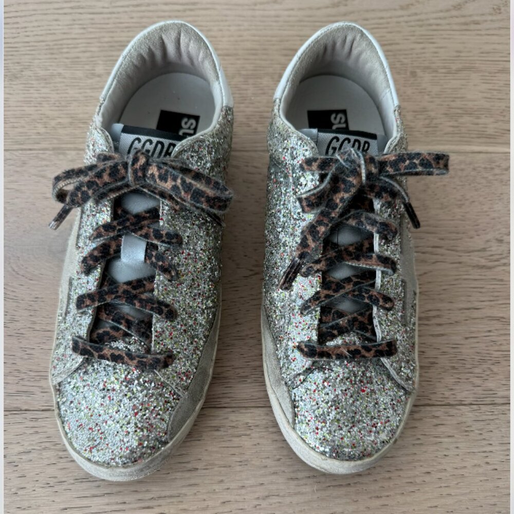 Golden Goose Superstar Low-Top Silver Glitter Sneaker 38 - Picture 7 of 11